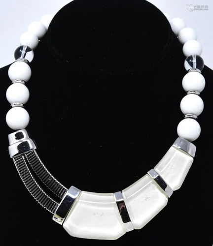 Kunio Matsumoto Trifari Lucite Rhodium Necklace