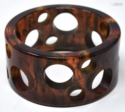 C 1945 Tortoise Tone Bakelite Swiss Cheese Bangle