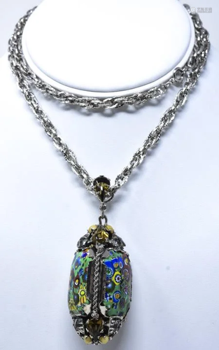 Rare Unsigned Schreiner Millefiori Necklace