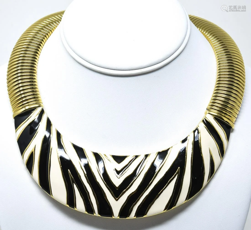 Givenchy Enamel Zebra Motif Collar Necklace