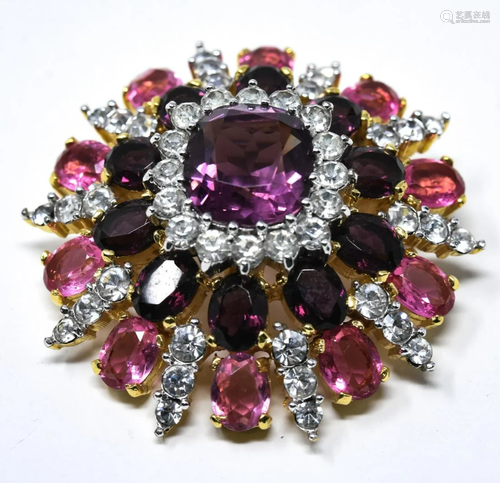 Jomaz Amethyst & Tourmaline Crystal Brooch