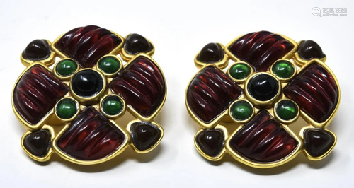 Pair C 1950 Cruciform Shape Clip Earrings