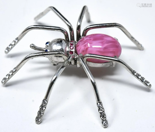 Art Deco Chromed Standing Spider Brooch / Pin