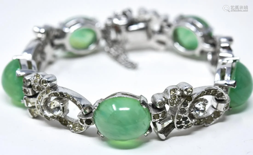 Jomaz Rhinestone & Faux Jade Cabochon Bracelet