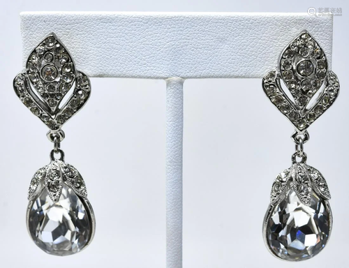 Pair Antique Style Clear Paste Pendant Earrings