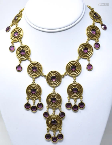 Goldette C 1970s Striking Gilt Disc Necklace