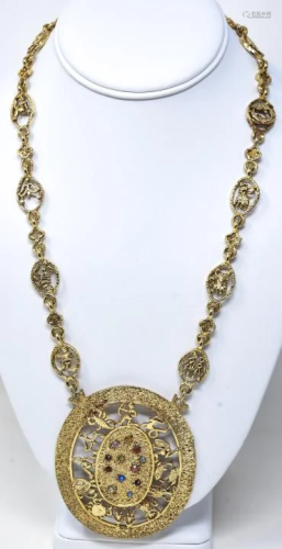 C 1970 Zodiac Signed Large Scale Necklace