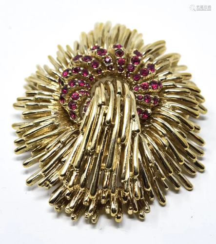 Vintage Ciner Brooch or Pendant w Ruby Paste