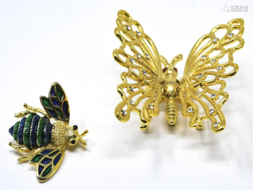 Vintage Pins - En Temblant Butterfly & Bumble Bee