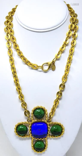 Vintage PH Leandri Paris Art Glass & Gilt Necklace