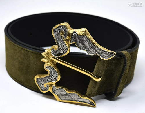 Vintage French Christian Lacroix Suede & Gilt Belt