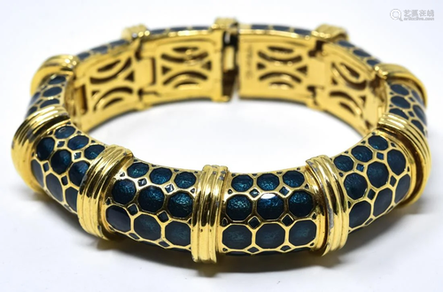 C 1985 Judith Leiber Chunky Gilt Enamel Bracelet