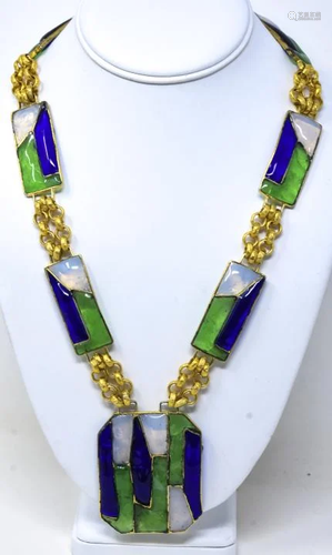 Vintage French Gripoix Art Glass C 1960s Necklace