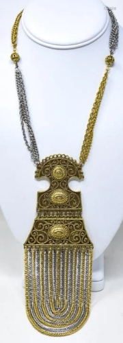 Vintage Aztec Goldette Costume Jewelry Necklace