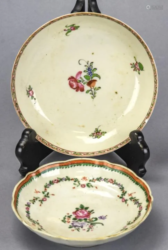 Two 18th C Chinese Export Porcelain Floral Bowls