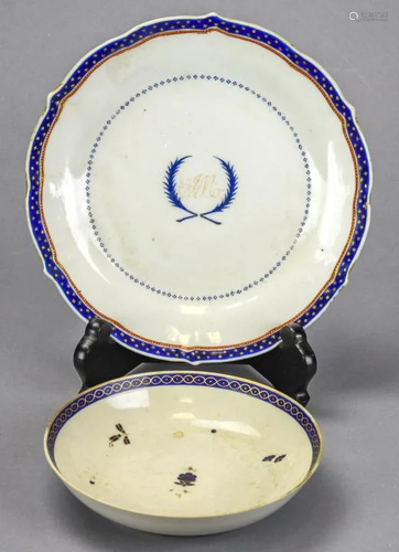 Two Antique 18th C Chinese Export Porcelain Pieces