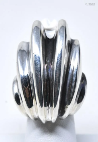 Massive Signed Sculptural Sterling Silver Ring