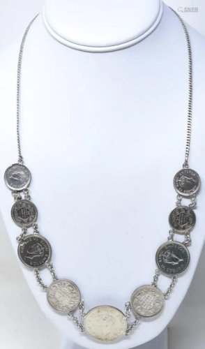 C 1944 Indian Silver Rupee Necklace