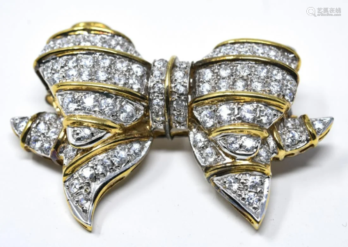 Vermeil Sterling Pave Pasty Puffy Ribbon Bow Pin