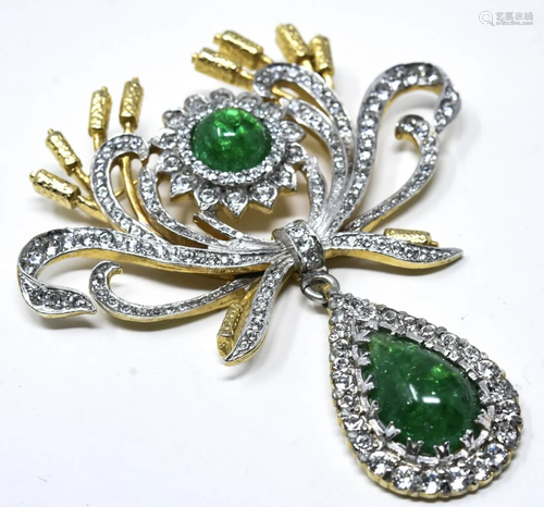 C 1955 Nettie Rosenstein Emerald Cabochon …