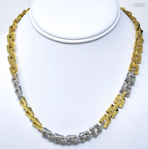 C 1980 KJL Gilt Square Link Necklace