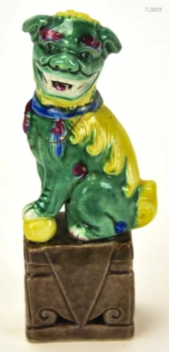 Chinese Hand Painted Porcelain Foo Dog Statue