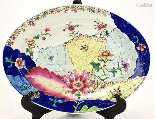 Chinese Hand Painted Tobacco Leaf Platter