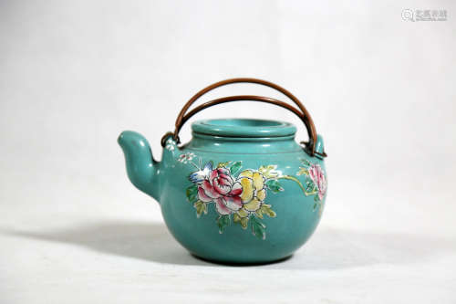 Chinese Chinese Qing Dynasty famille rose zisha teapot