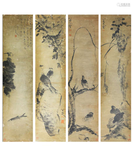 Chinese Chinese painting four screens