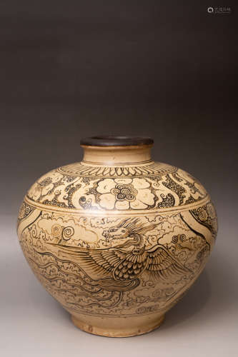 Chinese Chinese Jizhou kiln porcelain jar withy dragon pattern