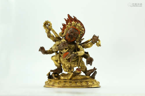 Chinese Chinese bronze gold gilded statue