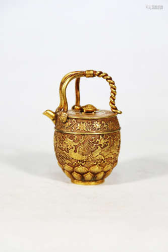 Chinese Chinese bronze gold gilded pot