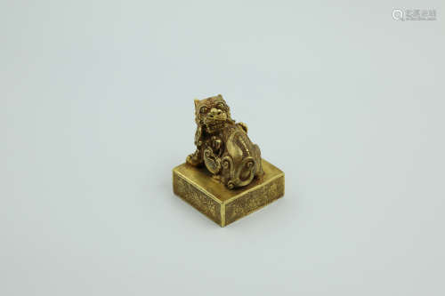 Chinese Chinese bronze gold gilt seal