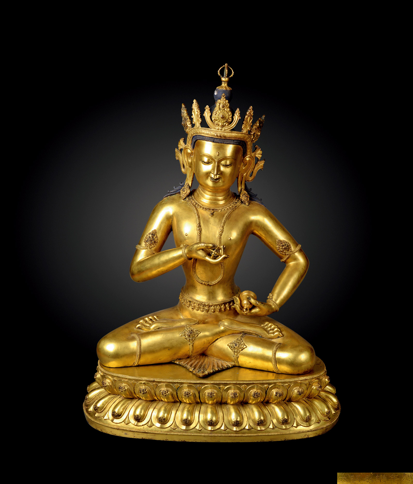 明中期铜鎏金金刚萨埵坐像