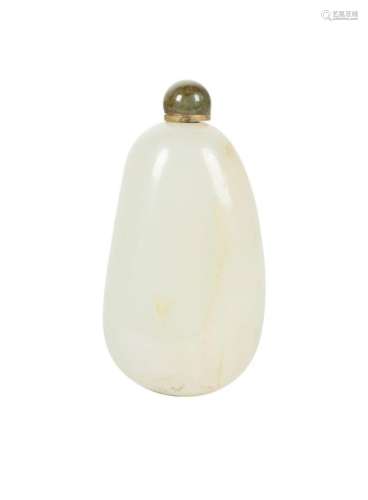 A white and russet skin jade “pebble” snuff bottle…