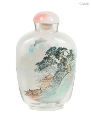 An inside painted glass snuff bottle with a rose q…