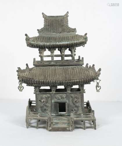 A bronze pagoda shaped censer. Japan. Meiji period…