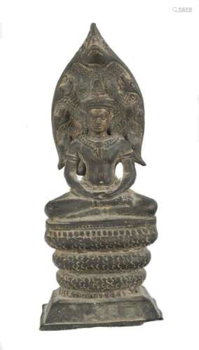 A partially gilt bronze figure. Probably Camboya. …