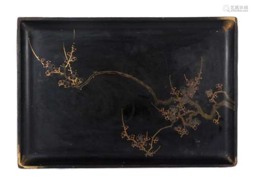 A Japanese gilt and black lacquer rectangular tray…