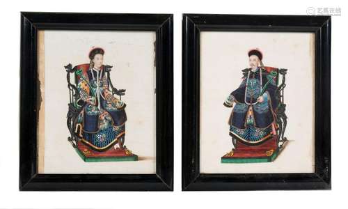 A pair of Tsuso paintings. China. Qing dynasty (16…