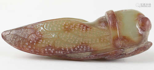 A CICADA CARVED JADE PANDENT