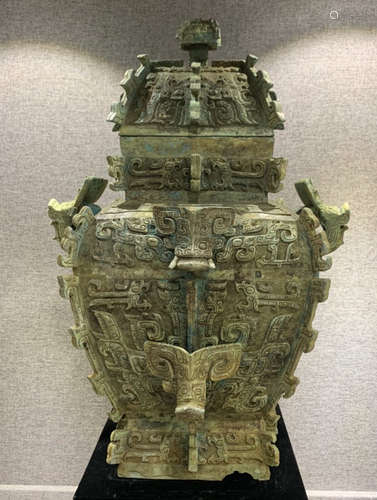 A BRONZE CENSER WITH CARVING