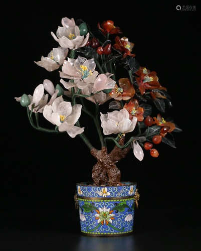 A CLOISONNE BONSAI