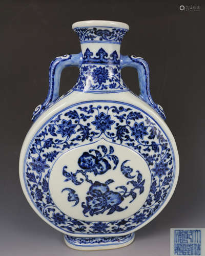 A QIANLONG MARK MOON-SHAPED VASE