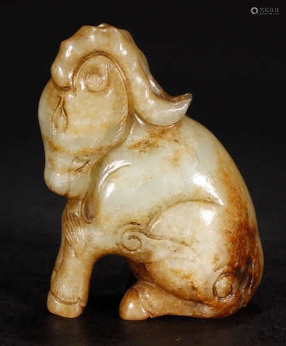 A HETIAN JADE PENDANT SHAPED WITH SHEEP