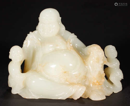 A HETIAN JADE CARVED MAITREYA