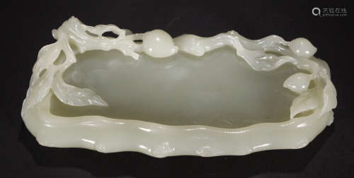 A HETIAN JADE BRUSH WASHER CARVED WITH FLOWER