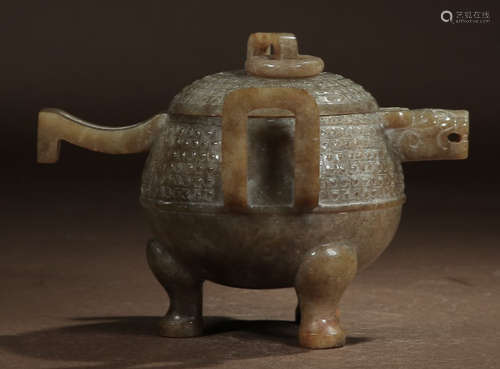 A HETIAN JADE CENSER CARVED WITH RIVET