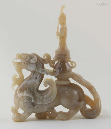 A DRAGON FIGURE JADE STONE