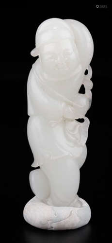 A HETIAN WHITE JADE FIGURE PENDANT